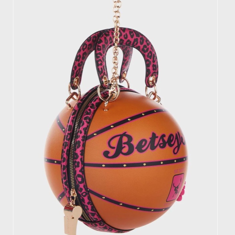 Betsey Johnson Leopard Basketball Kitsch Shoulder Bag Satchel NWT - Picture 2 of 15